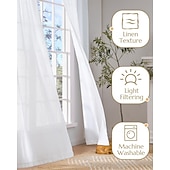 abordables Rideaux et voilages-Rideaux en lin synthétique avec valence Rideau de fenêtre de confidentialité Ferme pour Salon Chambre Rideau filtrant la lumière 1 panneau