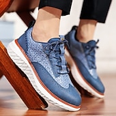 economico Sneakers Casual-scarpe da ginnastica da uomo blu in maglia con lacci, design elegante e suola ammortizzata per camminare, correre e l'uso quotidiano