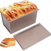 economico Stampi per torte-Confezione da 2 teglie per pane Pullman con coperchio, teglia per pane in cassetta, antiaderente, teglia per pane in cassetta a sgancio facile per cuocere il pane fatto in casa