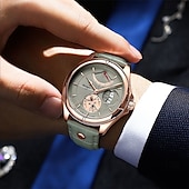 economico Orologi meccanici-Orologio da uomo, moda, lusso, sportivo, orologio da polso da uomo, impermeabile, luminoso, in pelle, con data, al quarzo.
