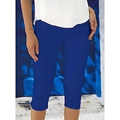  Damskie Spodnie capri Getry Urlop Moda Moda miejska Capris Wysoka talia Jednokolorowe Drukowanie Keep Warm Miękka Oddychający Elastyczny Codzienny Na zewnątrz Urlop Turkusowy Czarny Biały Fuksja Lato