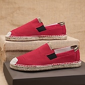 economico Slip-ons e mocassini da uomo-scarpe espadrillas slip-on da uomo rosse con suola in juta - scarpe estive comode e alla moda per l&#039;uso quotidiano