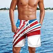  Tag der Unabhängigkeit Herren 250. Jahrestag des Unabhängigkeitstages der USA am 4. Juli US Flagge Patriotisch Badehosen Badeshorts Boardshorts Mittlere Taille Hawaiianisch Ferien Seitentaschen