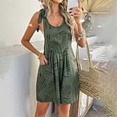 abordables Mono-Mujer Normal Mono Casual Floral Sin Mangas Escote en U Estampado Calle Noche Ajuste regular Rosa Verde Ejército Rojo Verano