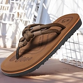 billiga Semester Sandaler-Herrbruna flip-flops i repstil med vadderad sula – bohemiskt inspirerade sommarsandaler för kustpromenader, stränder och vardagsbruk