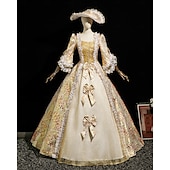 economico Vestiti-Vintage Rococò Rinascimento Maxi Vestito Normale A sbuffo Principessa Sposa Pieghettato Con Volant Principessa Girocollo Costume Per donna Halloween Carnevale Mascherata Performance Feste Halloween