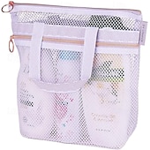 cheap Luggage &amp; Travel Storage-Beach Bag Mesh Shower Bag,Portable Shower Caddy Transparent Mesh Cosmetic and Toiletry Travel Organizer, Lightweight Mesh Sandproof Bag for Beach, Bathroom, or Gym – 3 Colors