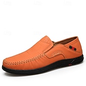 Χαμηλού Κόστους Slip-On Καθημερινά Παπούτσια-Ανδρικά πορτοκαλί μοκασίνια από τεχνητό δέρμα, άνετα, casual παπούτσια, ιδανικά για καθημερινή χρήση και χαλαρές εξόδους.