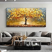 preiswerte Baumölgemälde-handgemachtes original goldenes Ölgemälde Baum des Lebens auf Leinwand abstrakte Baumlandschaft Wandkunst für Wohndekoration mit gespanntem Rahmen ohne Innenrahmen Gemälde