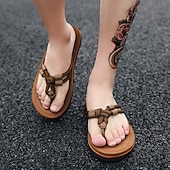 billiga Semester Sandaler-Herrbruna flip-flops i repstil med vadderad sula – bohemiskt inspirerade sommarsandaler för kustpromenader, stränder och vardagsbruk