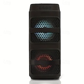 abordables Haut-parleurs-Enceinte de fête Bluetooth avec lumières RVB – Son stéréo puissant de 4 pouces, appairage TWS, LED colorées, rechargeable, pour événements en plein air, soirées dansantes à la maison ou karaoké