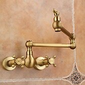 cheap Bathroom Sink Faucets-Bathroom Sink Faucet - Wall Mount Electroplated Centerset Single Handle Two HolesBath Taps