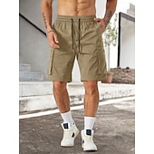 cheap Outdoor-Men&#039;s Cargo Shorts Outdoor Shorts Bermuda shorts Running Shorts Casual Shorts Elastic Waist Multi Pocket Straight Leg Plain Breathable Knee Length Outdoor Casual Daily Fashion Streetwear Khaki