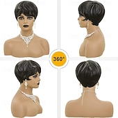 preiswerte Hochwertige Perücken-Pixie-Cut-Perücke, kurze Perücken für schwarze Frauen, Pixie-Schwarz gemischt mit Grau, kurze Perücken, Pixie-Cut-Perücke für schwarze Frauen