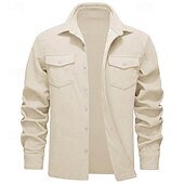 preiswerte Herrenjacken &amp; Herrenmäntel-Herren Hemdjacke Überhemden übergangsjacke Täglich Verschleißfest Tasche Sommer Frühling Einfach Klassisch Revers Dunkelgrau Schwarz Gelb Wein Marineblau Jacken
