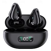 お買い得  ワイヤレスヘッドホン-骨伝導ワイヤレスイヤフォン Bluetooth 5.3 – HD音声、ノイズリダクション、LEDディスプレイ、デュアル接続、タッチコントロール、ランニング＆スポーツに最適