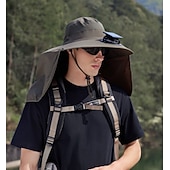 economico Fari anteriori-Cappello da pescatore a tesa larga con ventola solare - 1 pezzo, scialle protettivo per il collo, protezione solare, traspirante e rinfrescante, perfetto per campeggio estivo, escursioni e avventure di pesca