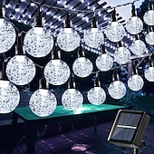 お買い得  太陽光発電-1個 屋外用ソーラーストリングライト 防水 バブルボールライト 12m-100個 LEDビーズ 中庭 庭 芝生 テラス バルコニー ヴィラ ハロウィン クリスマス フェスティバル ウェディングデコレーション ライトストリング 8つの機能
