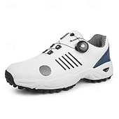 economico Scarpe da Golf da Uomo-scarpe da golf da uomo bianche e blu con tomaia in mesh traspirante: comfort e stabilità di alta qualità per gli appassionati di golf