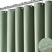 abordables Cortinas de ducha-Cortinas de ducha de tela gruesa texturizada de waffle Resistente a la humedad Forro con ganchos de acero inoxidable Calidad de lujo hotelera Verde salvia 180cm*180cm(70&quot;*70&quot;)