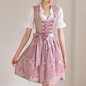 cheap Women-Oktoberfest Lace Dress Dirndl Dirndl Blouse Maid Bavarian German Munich Wiesn Women's Carnival Beer Festival Traditional Style Cloth