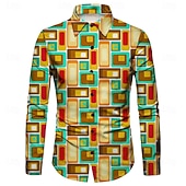 economico Cime-Retrò Vintage Anni '70 Camicia Disco Geometrico Psichedelico Costume Per uomo Halloween Carnevale Festival Musicale Parata dell'Orgoglio Adulti Camicia