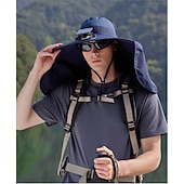 economico Fari anteriori-Cappello da pescatore a tesa larga con ventola solare - 1 pezzo, scialle protettivo per il collo, protezione solare, traspirante e rinfrescante, perfetto per campeggio estivo, escursioni e avventure di pesca