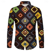 economico Cime-Retrò Vintage Anni '70 Camicia Disco Geometrico Psichedelico Costume Per uomo Halloween Carnevale Festival Musicale Parata dell'Orgoglio Adulti Camicia