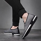 billige Slip-ons og loafers til herrer-Grå strikkede slip-on-sneakers for menn med elastisk passform – pustende, fleksible sko for løping, sport og aktiv livsstil