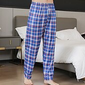 preiswerte Schlaf unten-Herren Freizeitkleidung Karierte hose Lounge Hose Karomuster Mode Klassisch Lässig Heim Täglich Bett Polyester Komfort Atmungsaktiv Weich Hose Elastischer Bund Frühling Herbst Schwarz Rote