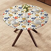 halpa Keittiö- ja pöytäliinat-kodin deluxe-pöytäliinat, joustavat reunat, flanellitaustalla, vinyyli, istuva pöytäliina, kuvio suuri, pyöreä, pitkulainen, soikea
