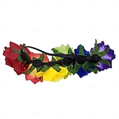 baratos Arco-íris Tudo-Orgulho Faixa de Cabeça Coroa de flores Hippie Arco-Íris Adulto Mulheres Unisexo Dia Das Bruxas Carnaval Festival de Música Parada do Orgulho Mês do Orgulho Vestir-se