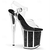 levne Dámské sandály-Dámské Sandály Římské boty Boty na podpatku Vevnitř Klub Stehna vysoké boty Přezky Platforma Oblá špička Elegantní Na běžné nošení Minimalismus PVC Spona Černá Stříbrná Žlutá