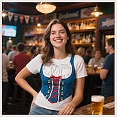 olcso pólók-Októberi fesztivál Dirndl nyomtatás Póló bajor München Német Grafikus Kompatibilitás Női Felnőttek Októberi fesztivál Forró bélyegzés Fesztivál