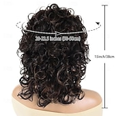 baratos Perucas Históricas-Peruca de cabelo sintético comprimento dos ombros dos anos 1970 para mulheres, peruca marrom misturada e ondulada com franja, peruca de substituição de cabelo castanho chocolate grosso e saltitante,