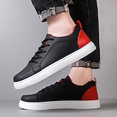 cheap Casual Sneakers-Men's Premium Navy Blue and Orange Faux Leather Sneakers with Fashionable Color Accents for Casual and Athletic Wear
