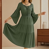 economico Vestiti-Retrò Vintage Medievale Rinascimento Midi Vestito Manica a Campana Vichingo Cavaliere Celtico Elfico Senza spalline Ispirato alla Reggenza Costume Per donna Celtico Fantasia Halloween Carnevale