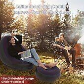 お買い得  屋外活動-フットペダル付きポータブルインフレータブルソファ - キャンプ用の快適な折りたたみ式アウトドアソファ（修復キット付き）