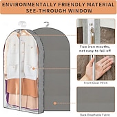 זול תיק בגדים וכיסוי-שקית בגדים לתליית בגדים, כיסויי בגדים עמידים בפני אבק מ-PEA, שקיות חליפה נושמות ועמידות בפני עש לאחסון בארון, מגן שקוף למעילים של חולצה