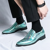abordables Semi-formel-Chaussures à enfiler pour hommes à imprimé serpent métallisé turquoise - tendance, modernes, parfaites pour les sorties décontractées et les événements avant-gardistes