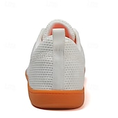 cheap Men&#039;s Sneakers-Men&#039;s White Knit Sneakers with Bright Orange Sole – Breathable Casual Shoes for Running, Outdoor Activities and Urban Style