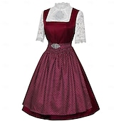 Χαμηλού Κόστους Dirndl-Φόρεμα Dirndl Γυναικείου Πράσινου Βαυαρίας με Ποδιά Σατέν και Μπλούζα Δαντέλας για το Oktoberfest