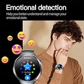 abordables Relojes inteligentes-Reloj inteligente et475 de 1,73&#039;&#039; con pantalla AMOLED, llamadas Bluetooth, emergencia SOS, modo multideportivo, detección de fatiga y sueño, corona giratoria y esfera redonda resistente al agua para hombre.