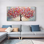 cheap Tree Oil Paintings-Mintura Handmade 3D Tree Flowers Landscape Oil Paintings On Canvas Wall Art Decoration Modern Abstract Picture For Home Decor Rolled Frameless Unstretched Painting