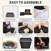 abordables Bac de recyclage-Poubelle de recyclage à double trou en tissu Oxford, panier à linge à cadre en bambou de 140 l avec couvercle et 2 sacs intérieurs en polyester, poubelle d&#039;intérieur pliable et conteneur de recyclage