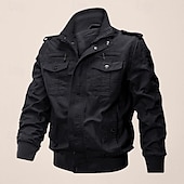 preiswerte Cargo-Jacken-Herren Einsatzjacke übergangsjacke Ausgehen Tasche Ganzjahres Einfach Klassisch Revers Regulär Schwarz Khaki Armeegrün Jacken