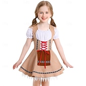 abordables Niños-Oktoberfest Vestidos Falda acampanada Mucama bávaro Munich prados Chica Carnaval Festival de Cerveza Paño de estilo tradicional