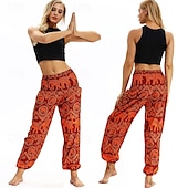 levne Spodní části-Retro Cikánský 70. léta Harémové kalhoty Kalhoty na jógu Hippie Nabíraný pas Mandala Etno Dámské předvečer Všech svatých Karneval Plážová dovolená Retro tematická párty Festival Dospělé Kalhoty