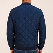 cheap Men&#039;s Downs &amp; Parkas-Men&#039;s Bomber Quilted Jacket Diamond Padded Jacket Winter Outdoor Chunky Varsity Flight Windproof Warm Trench Coat Top Quilted Seams Cotton Outwear Overcoat Full Zipper Camping Hiking Hunting Fishing