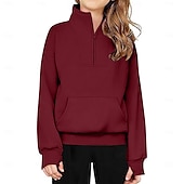 billiga Huvtröjor- och tröjor för flicka-Barn Flickor Tröja Ensfärgat Långärmad Vår Höst Dagligen Polyester Ledigt